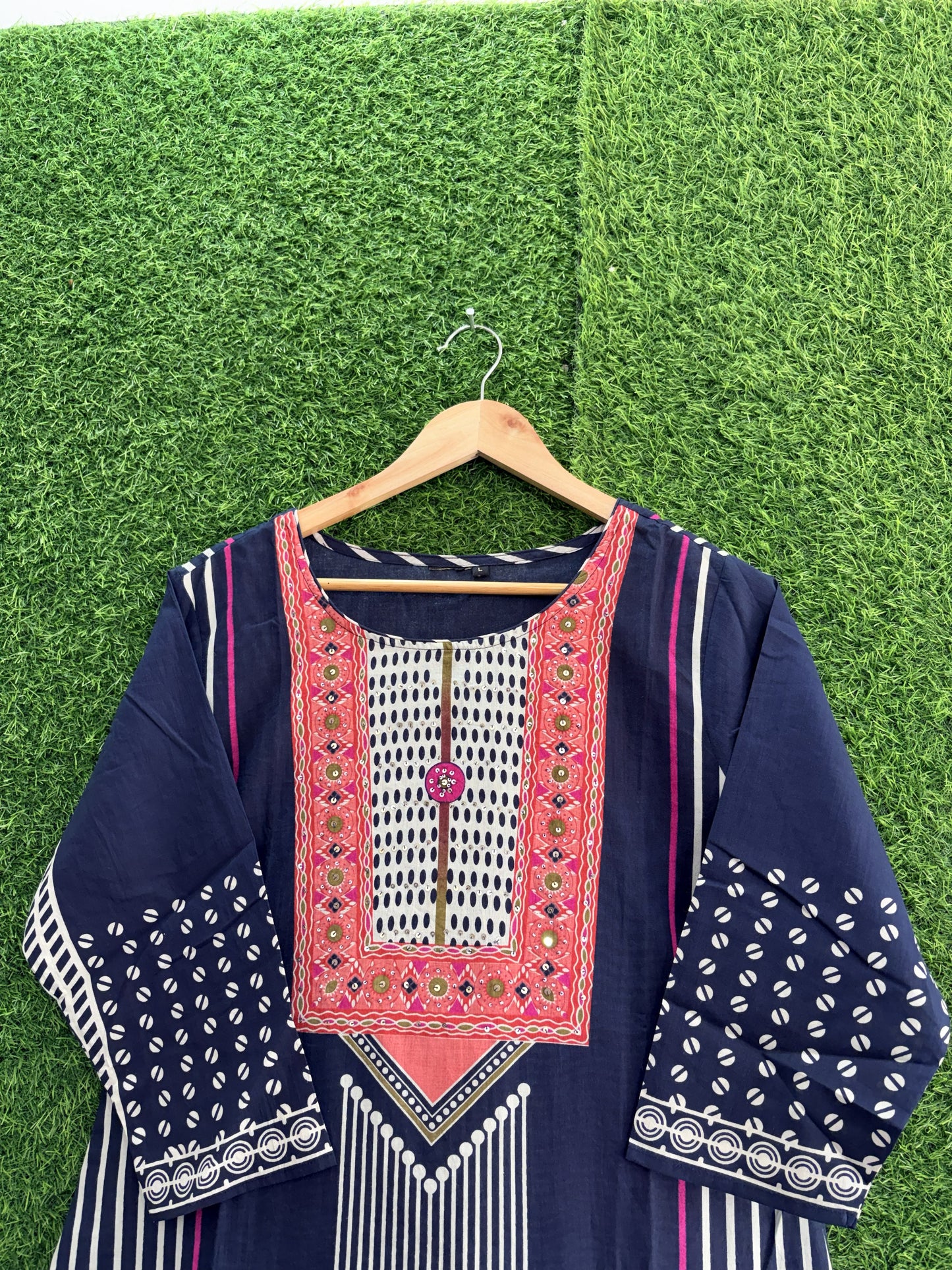 Navy Blue Printed Kurta Set with Dupatta & Pant