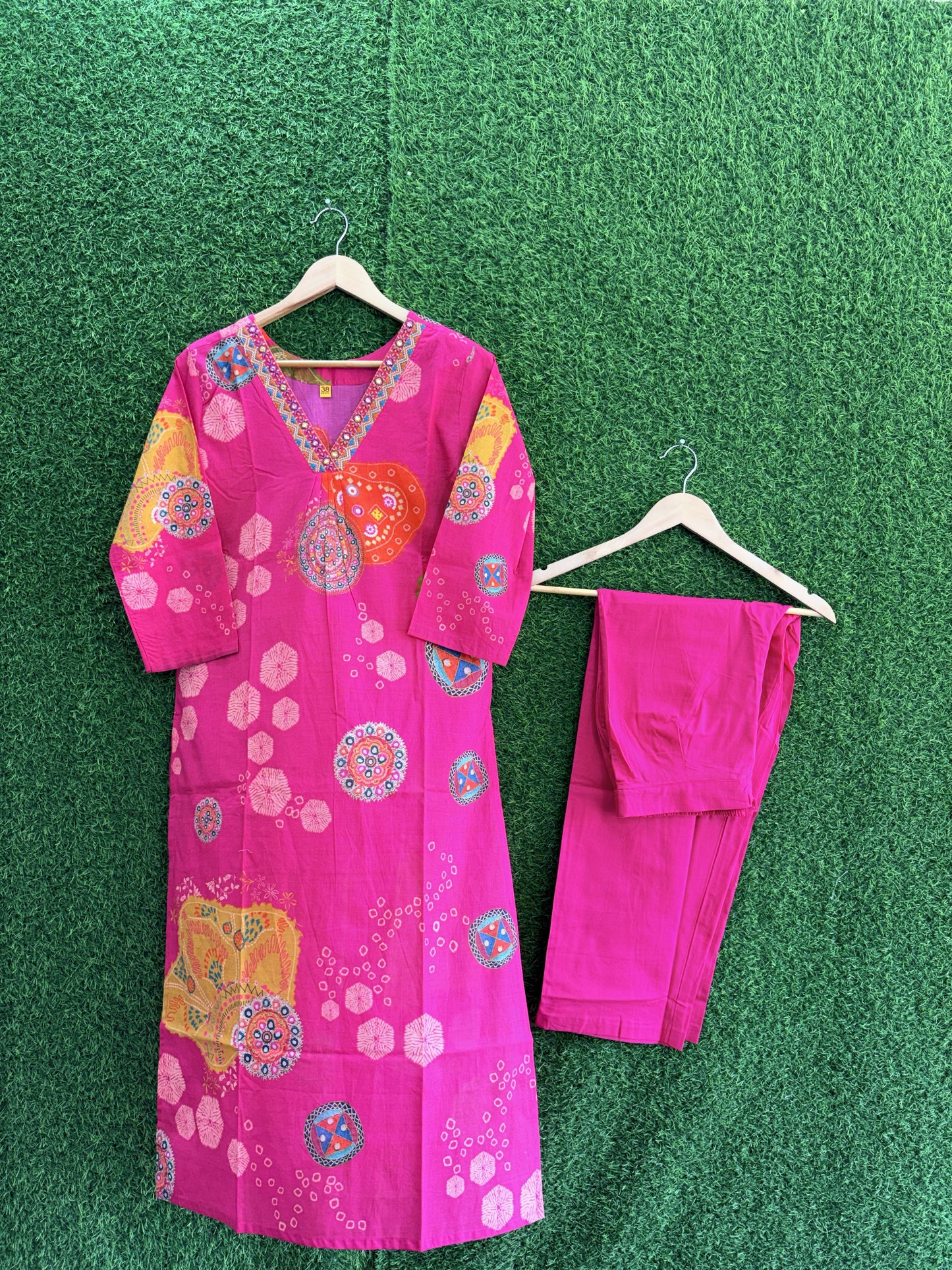 Rani Pink Premium Printed Straight Co-Ord Set