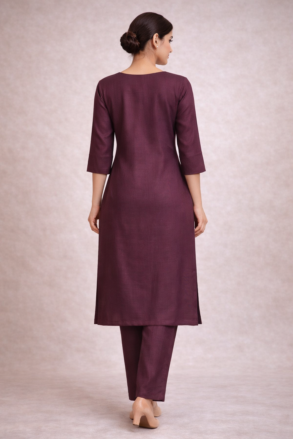 Wine Purple Co-Ord Set for Women – Minimal Plain Work Outfit
